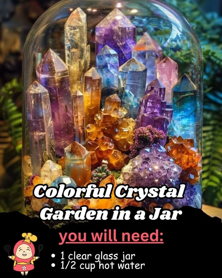 Farbige Kristallgarten im Glas