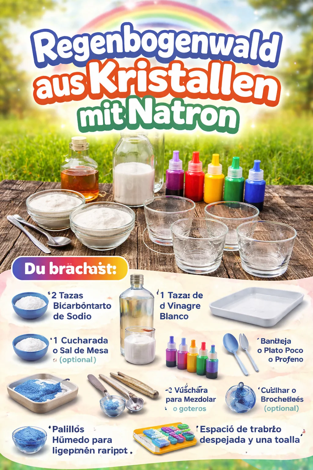 Regenbogenwald aus Kristallen mit Natron