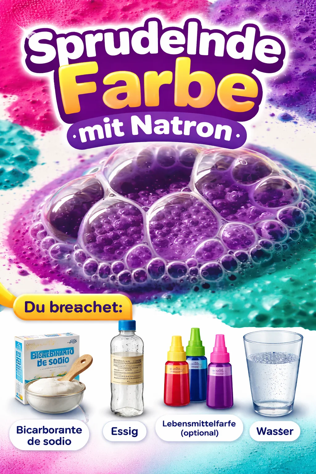 Sprudelnde Farbe mit Natron
