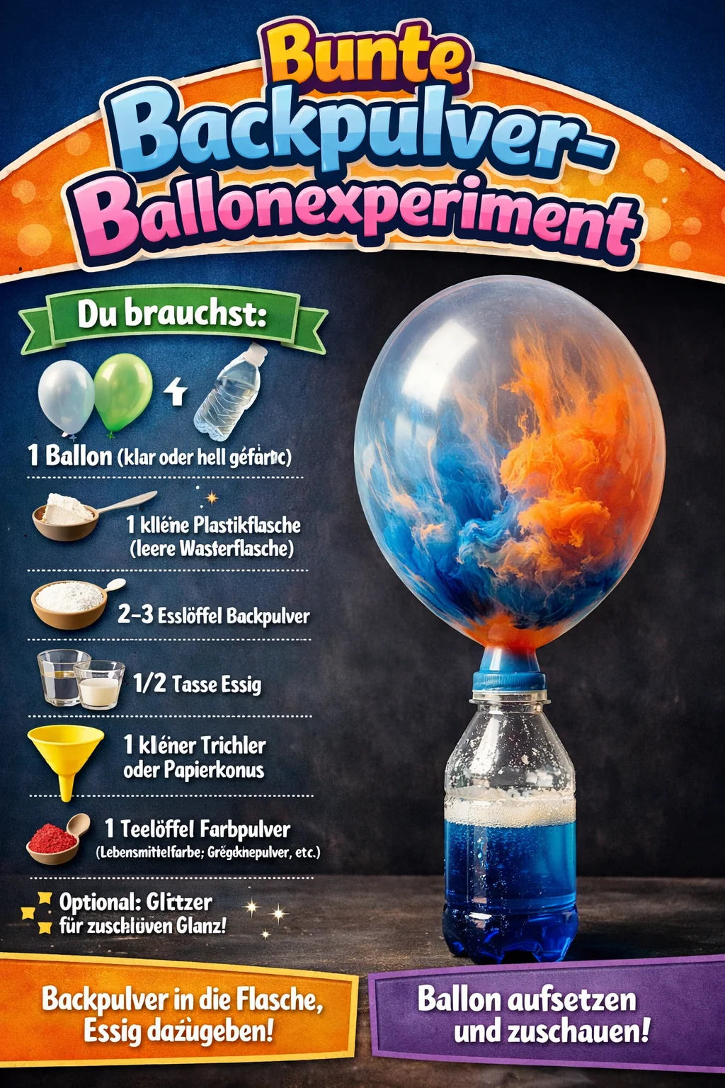 Bunte Backpulver-Ballonexperiment