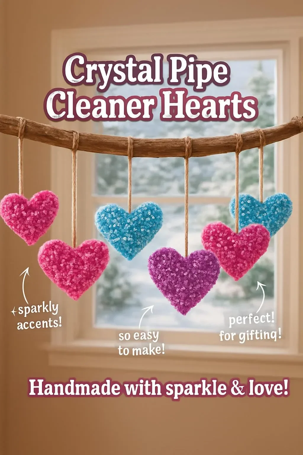 Bunte Kristall-Pfeifenreiter in Herzform für Dekoration und Geschenke