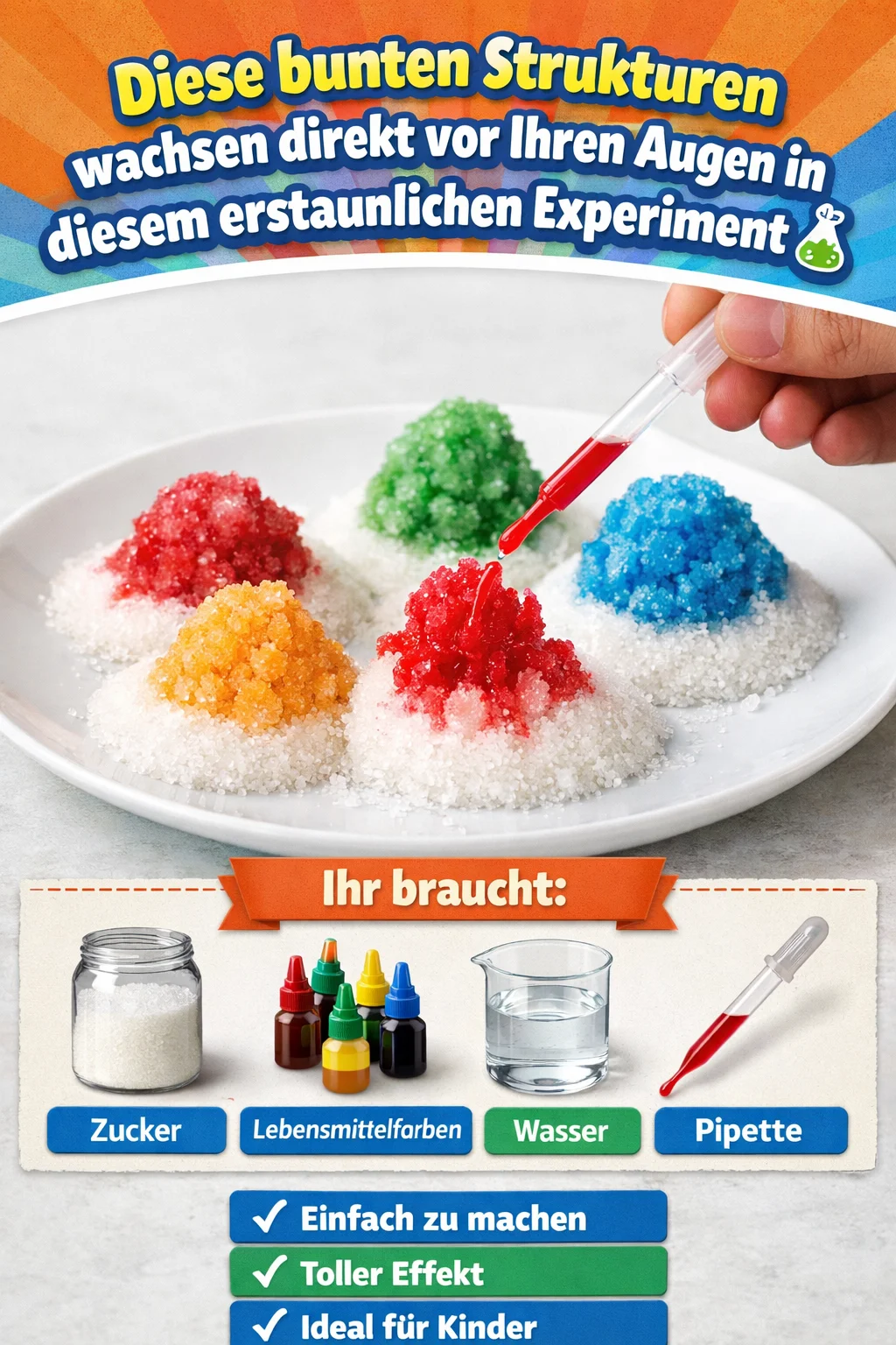 Diese bunten Strukturen wachsen direkt vor Ihren Augen in diesem erstaunlichen Experiment 🧪
