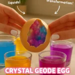 Eiergeode mit Kristallen in verschiedenen Farben und Strukturen