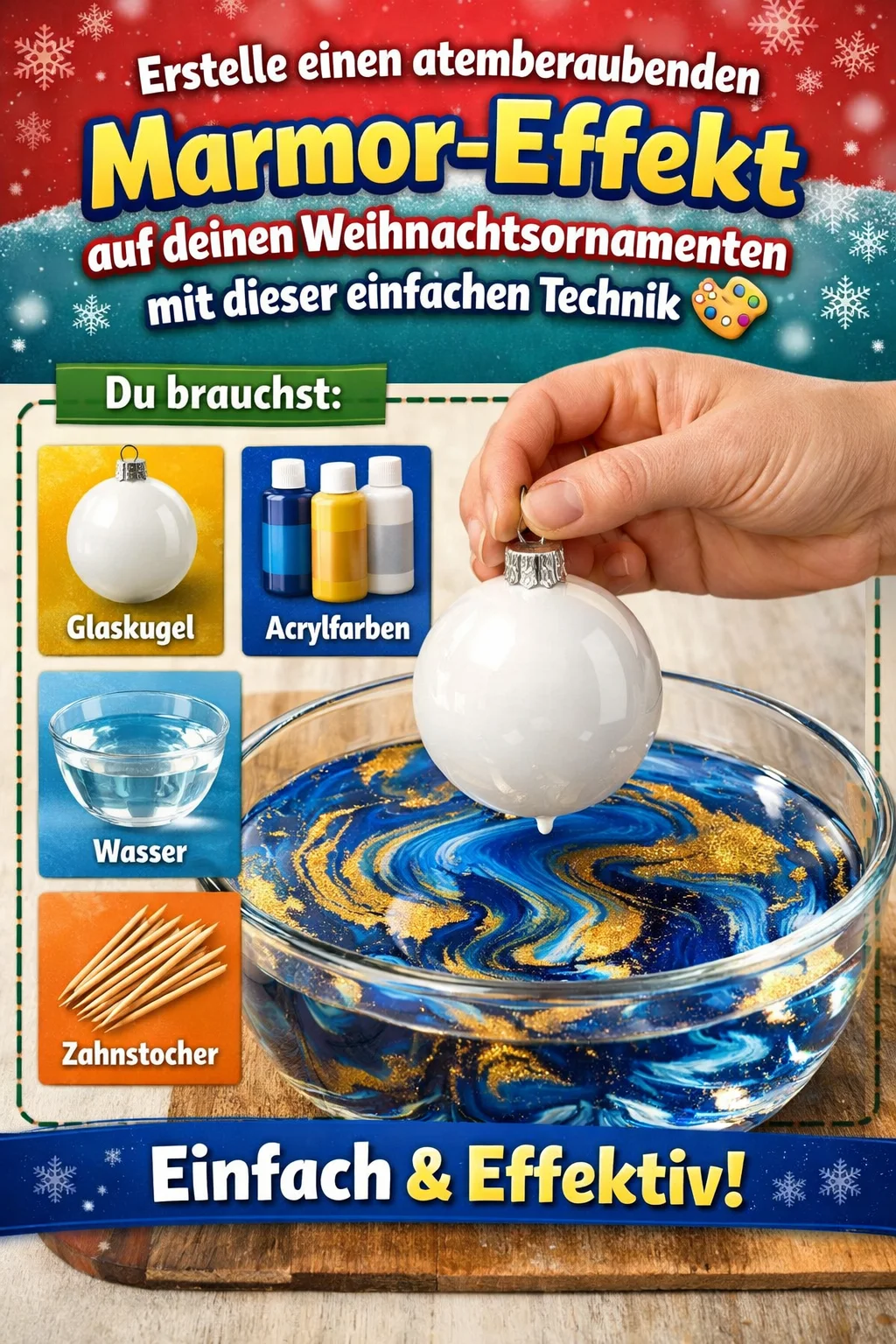 Erstelle einen atemberaubenden Marmor-Effekt auf deinen Weihnachtsornamenten mit dieser einfachen Technik 🎨