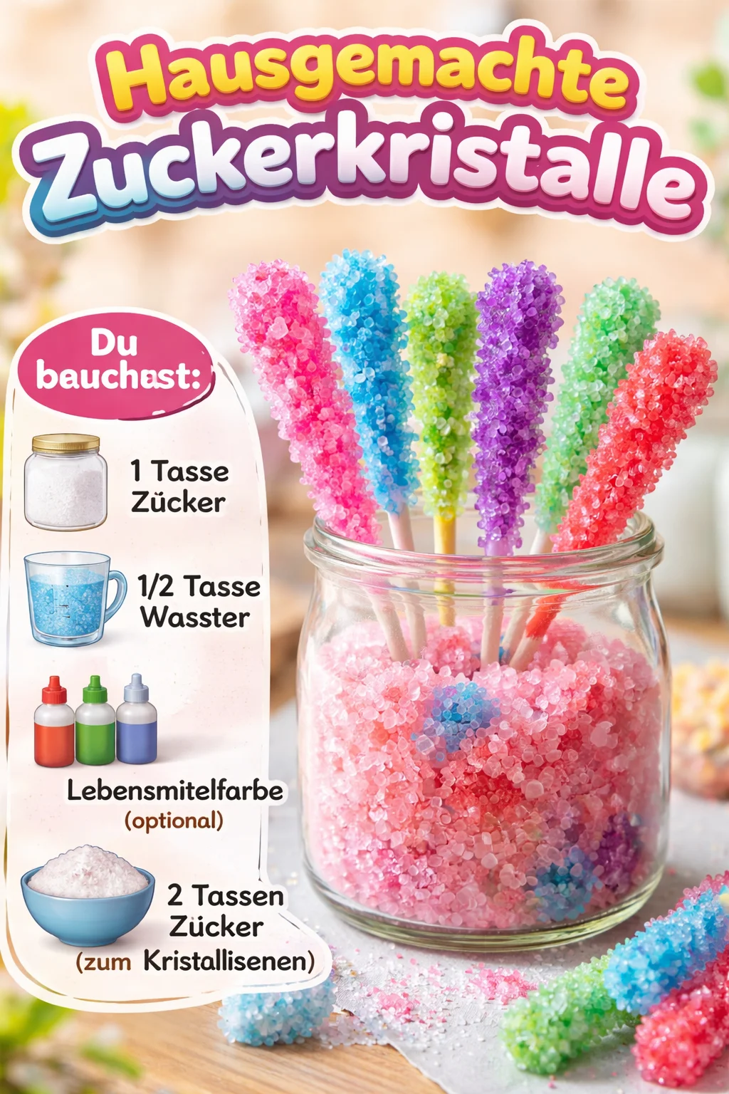 Hausgemachte Zuckerkristalle