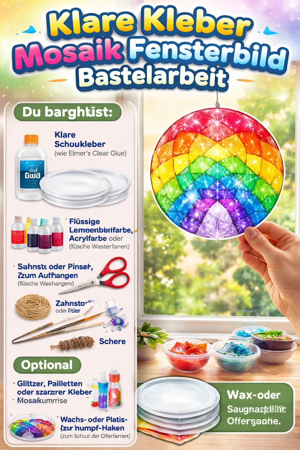 Klare Kleber Mosaik Fensterbild Bastelarbeit