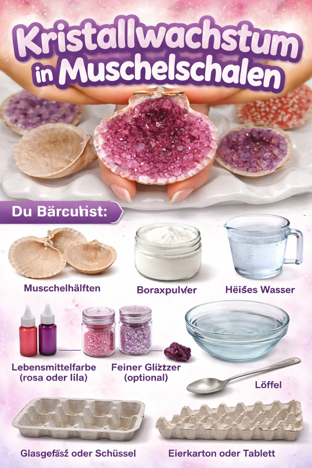 Kristallwachstum in Muschelschalen