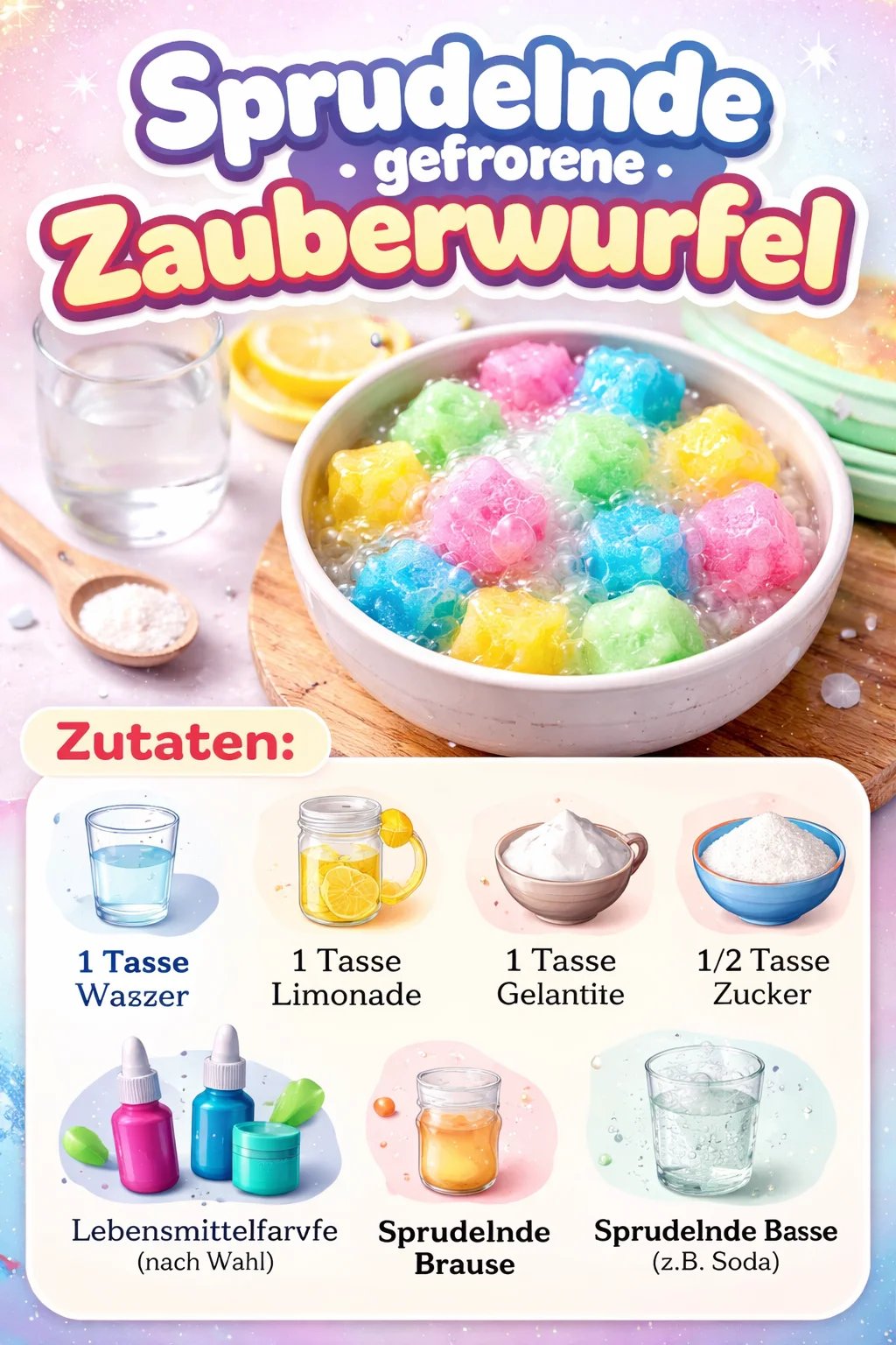 Sprudelnde gefrorene Zauberwürfel