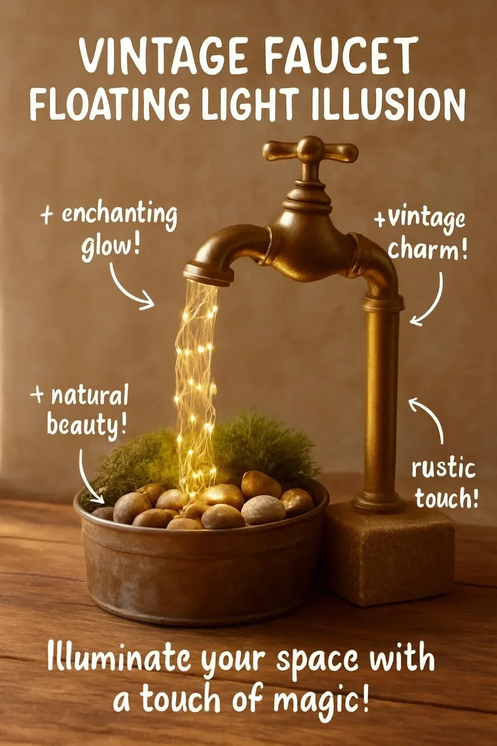 Vintage Wasserhahn Schwebelicht Illusion