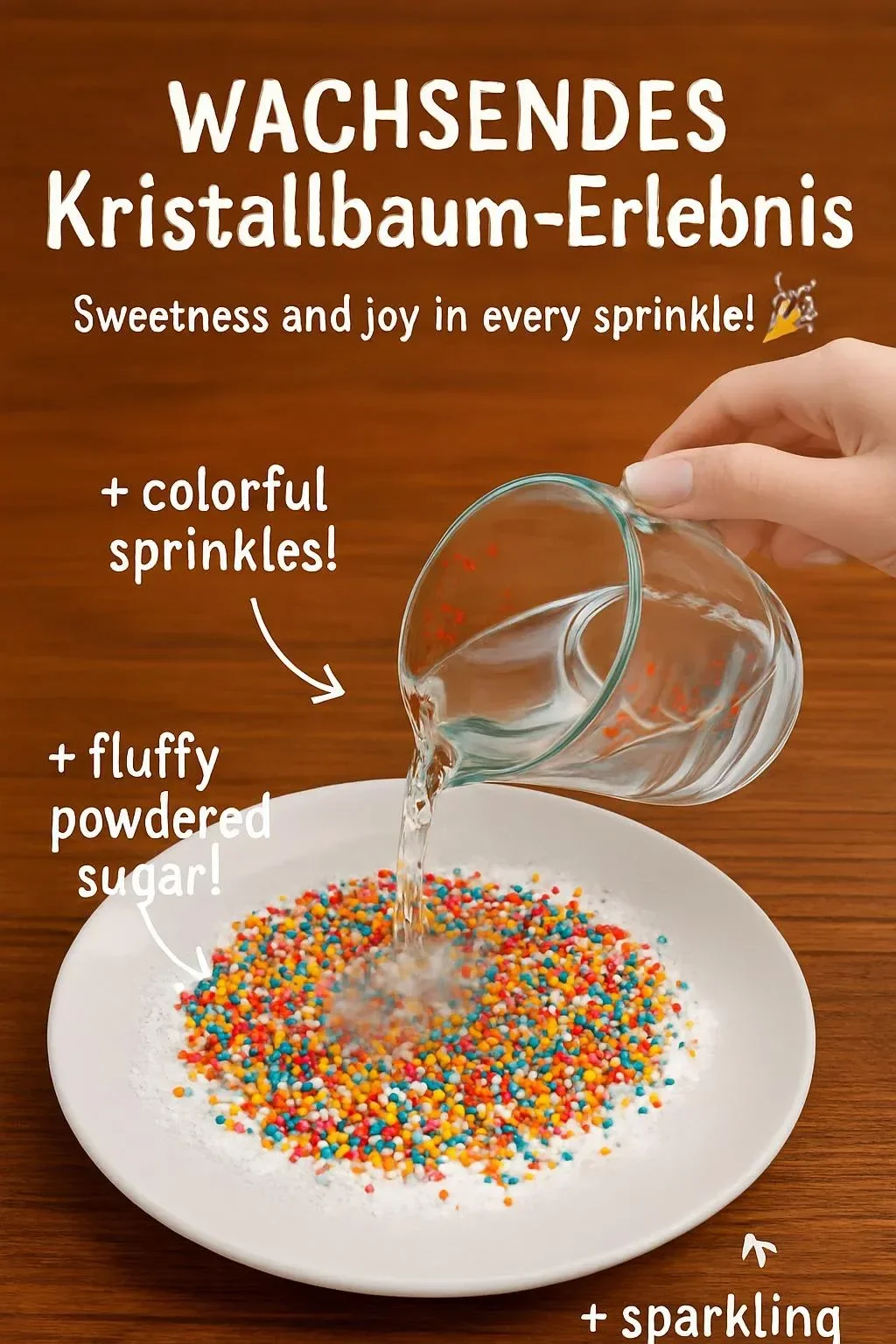 Wachsendes Kristallbaum-Erlebnis mit funkelnden Kristallen und Natur