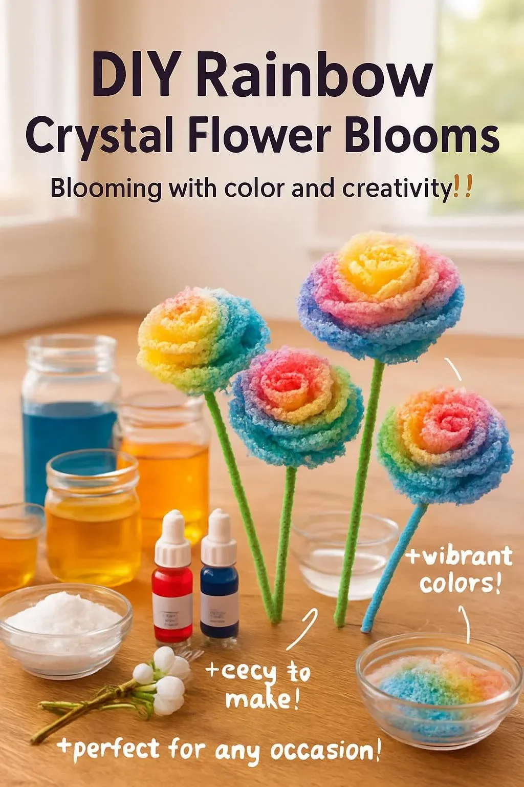 DIY Regenbogen-Kristallblüten