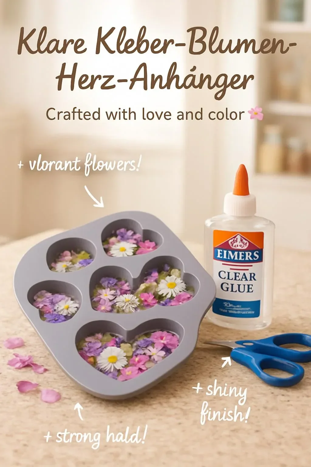 Klare Kleber-Blumen-Herz-Anhänger