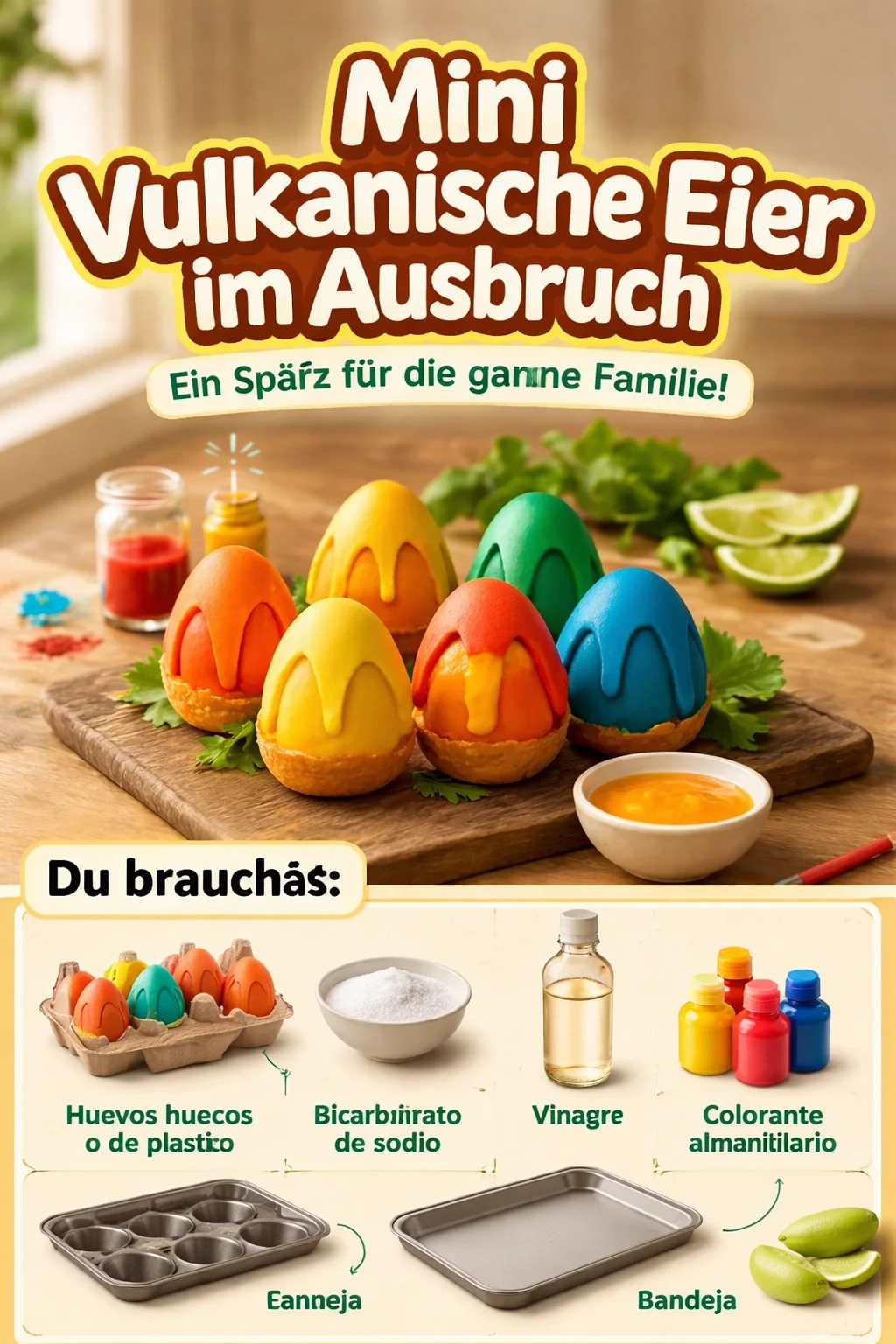Mini Vulkanische Eier im Ausbruch