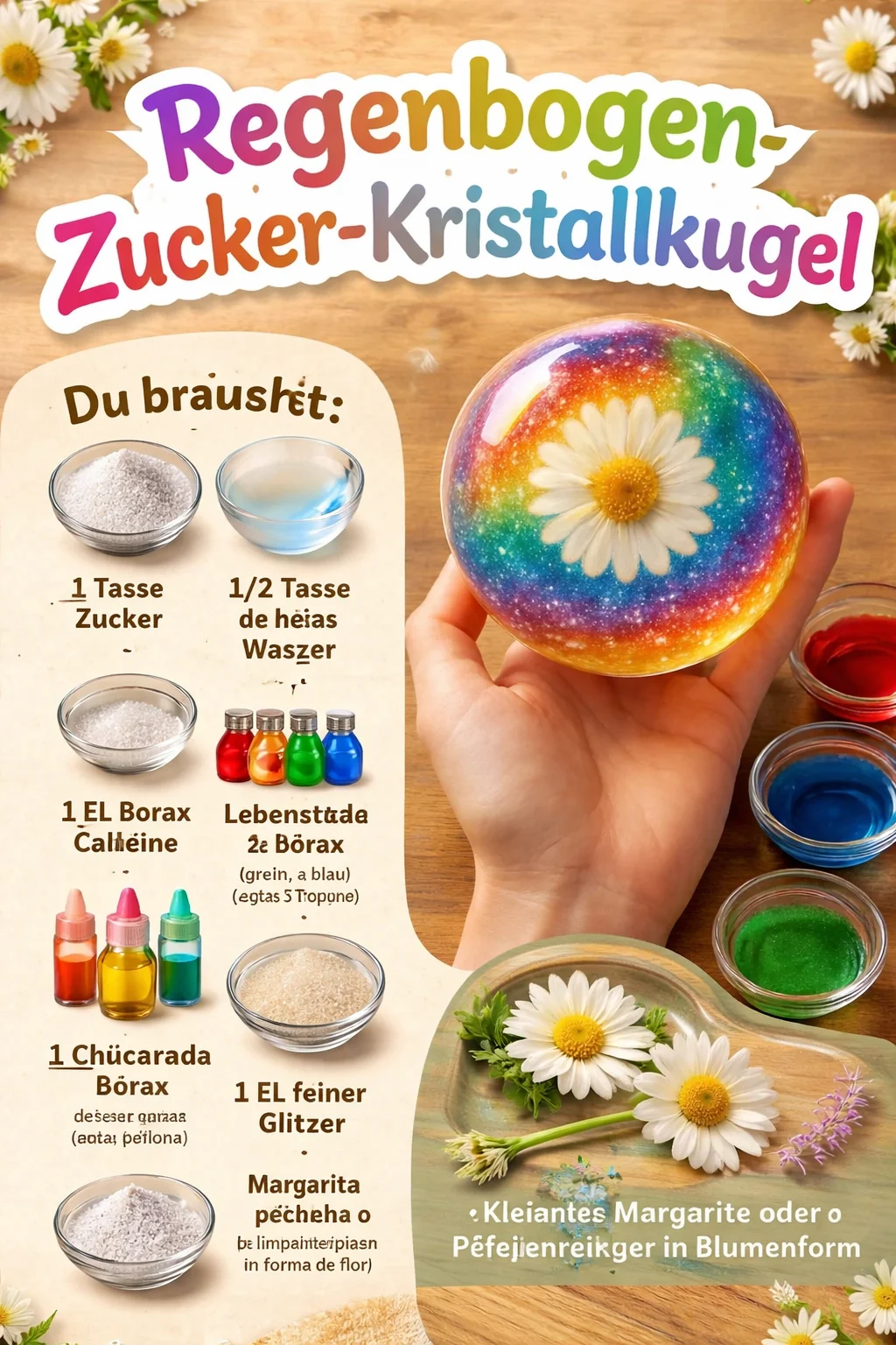 Regenbogen-Zucker-Kristallkugel