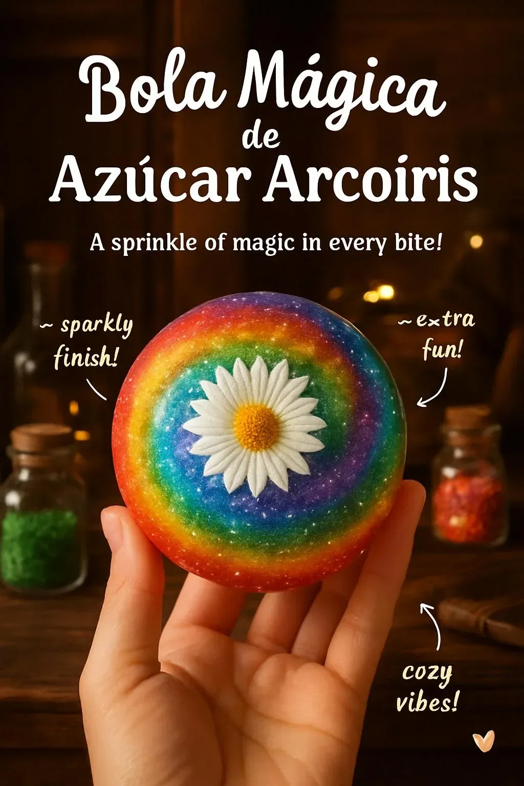 Regenbogen-Zucker-Kristallkugel