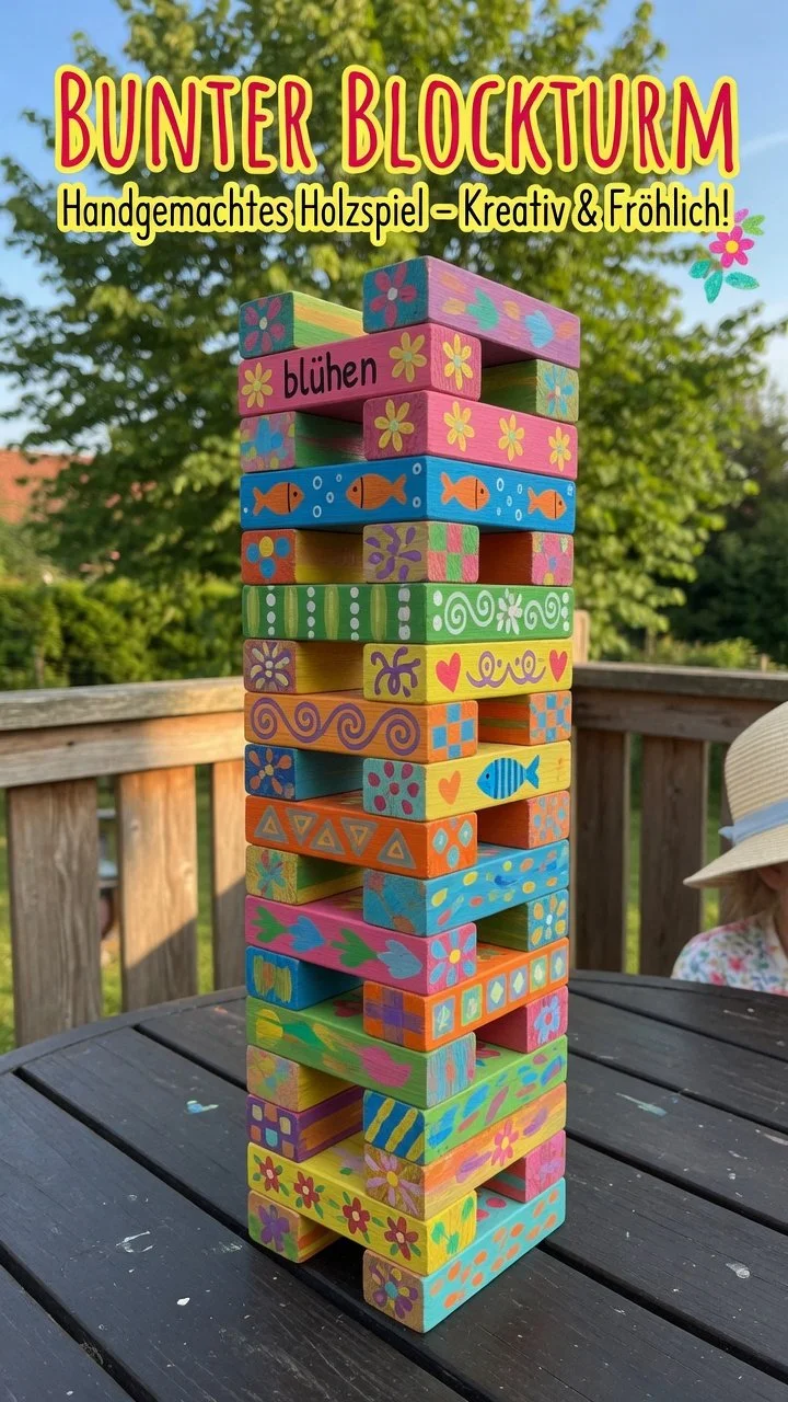 Bemalte Jenga-Blöcke DIY – Buntes und spaßiges Bastelspiel zum Ende des Sommers