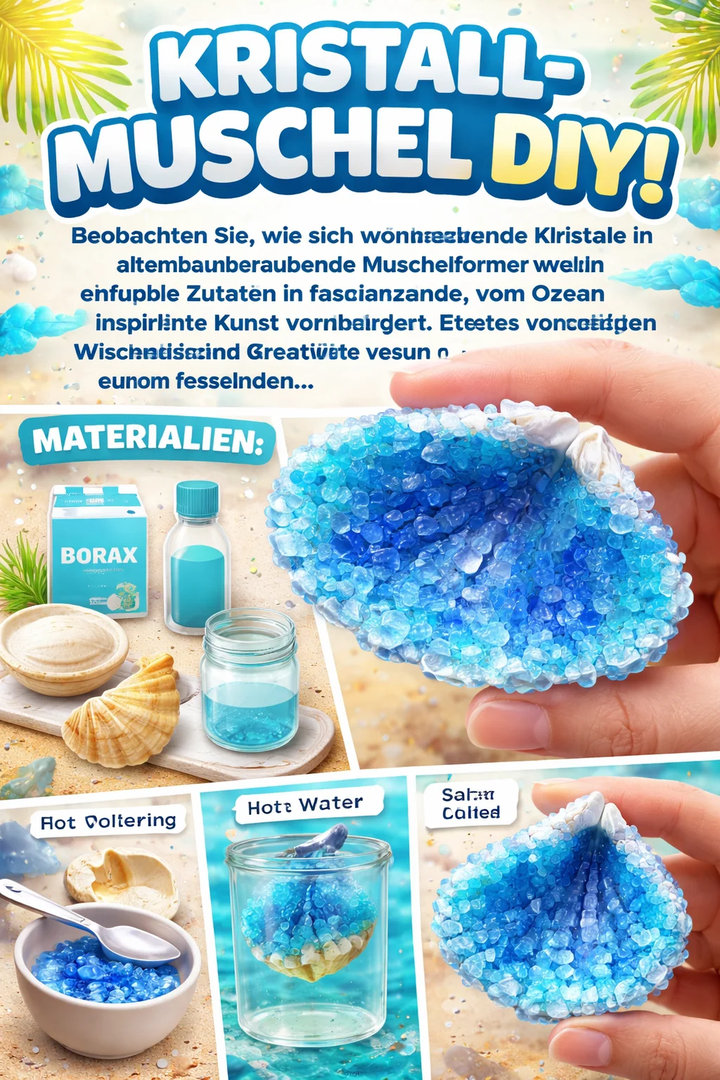 Beobachten Sie, wie sich wunderschöne Kristalle in atemberaubende Muschelformen verwandeln und einfache Zutaten in faszinierende, vom Ozean inspirierte Kunst verwandeln. Dieses Projekt kombiniert perfekt Wissenschaft und Kreativität zu einem fesselnden…