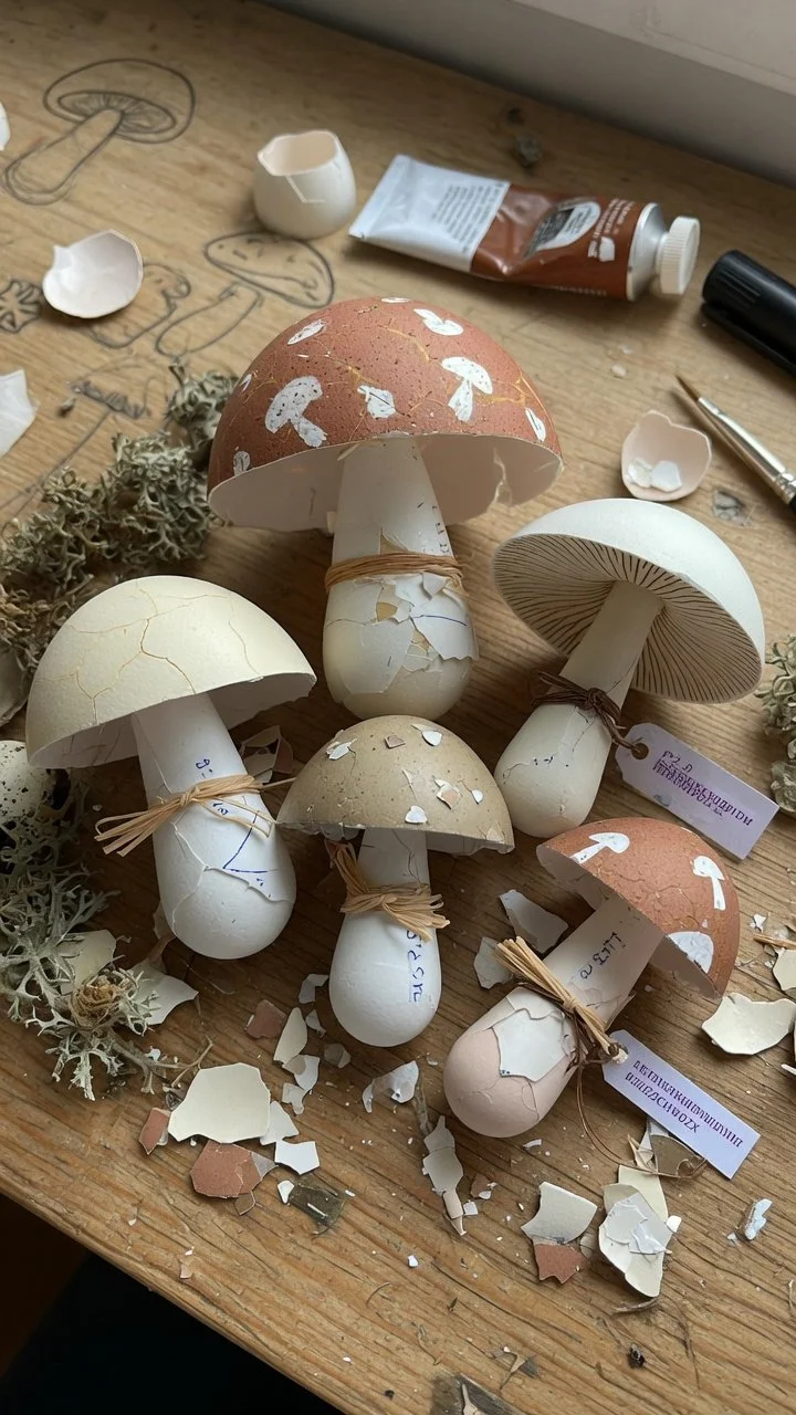 Handmade Mushrooms from Eggshells