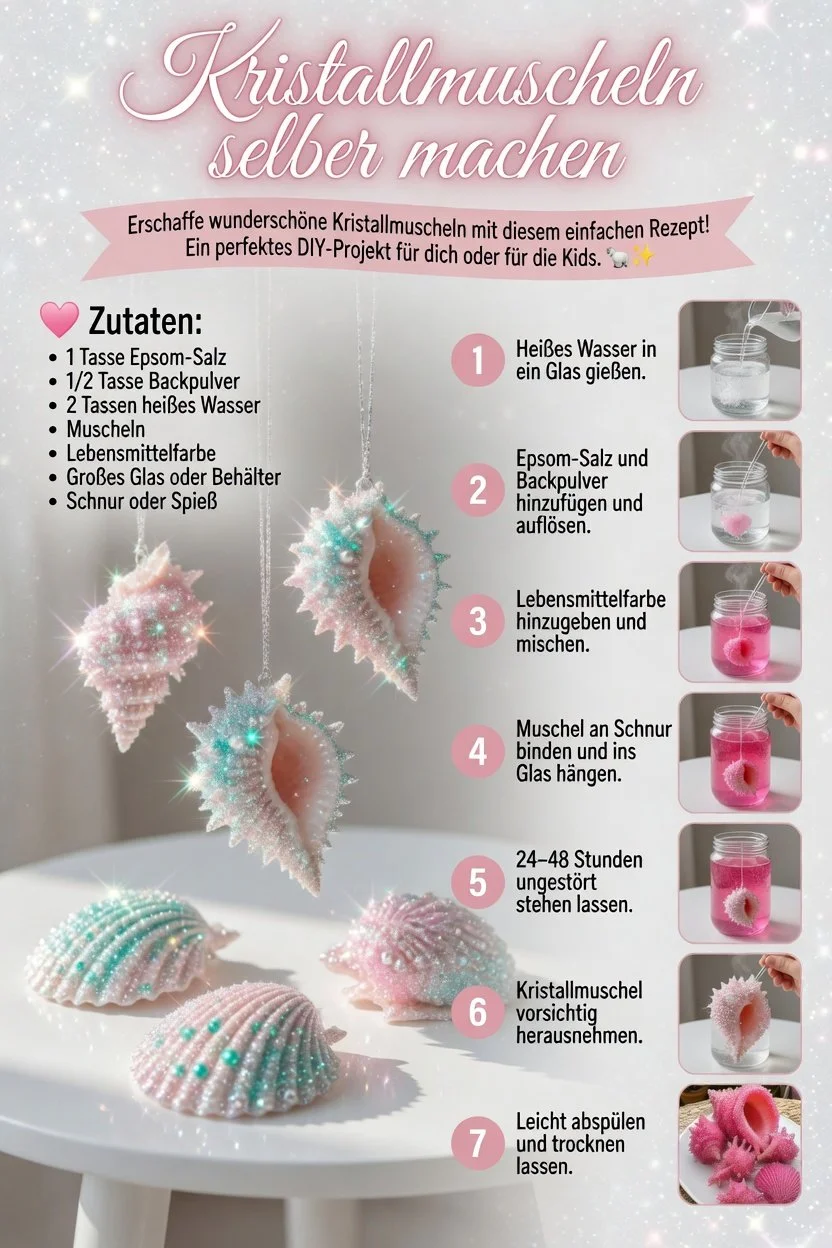 Nahaufnahme einer Kristallmuschel auf einem weichen Untergrund