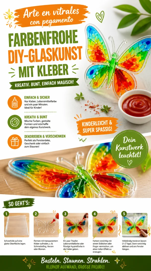 Kunst in Glasmalerei mit Kleber