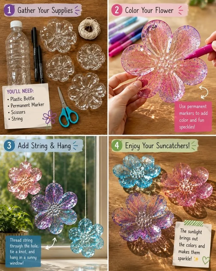 Plastikflasche Blumen Suncatcher