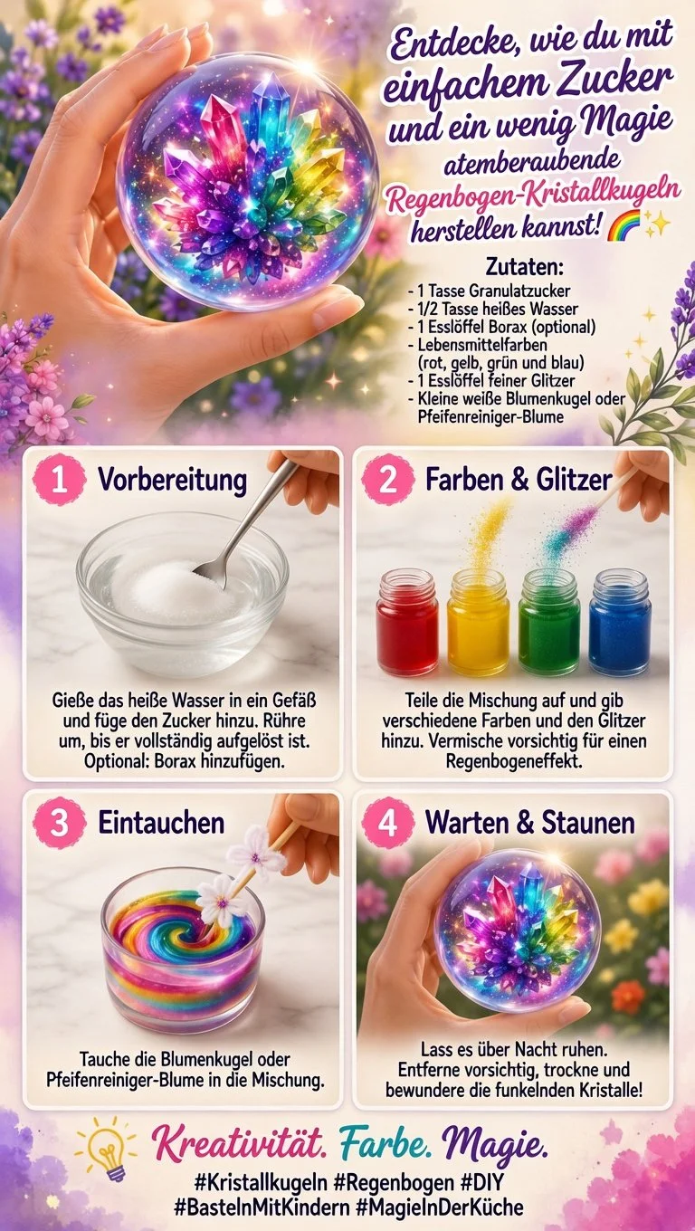 Regenbogen-Zucker-Kristallkugel