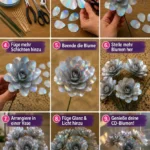 Sprudelnde recycelte CD-Blumen als kreative Dekoration aus recyceltem Material