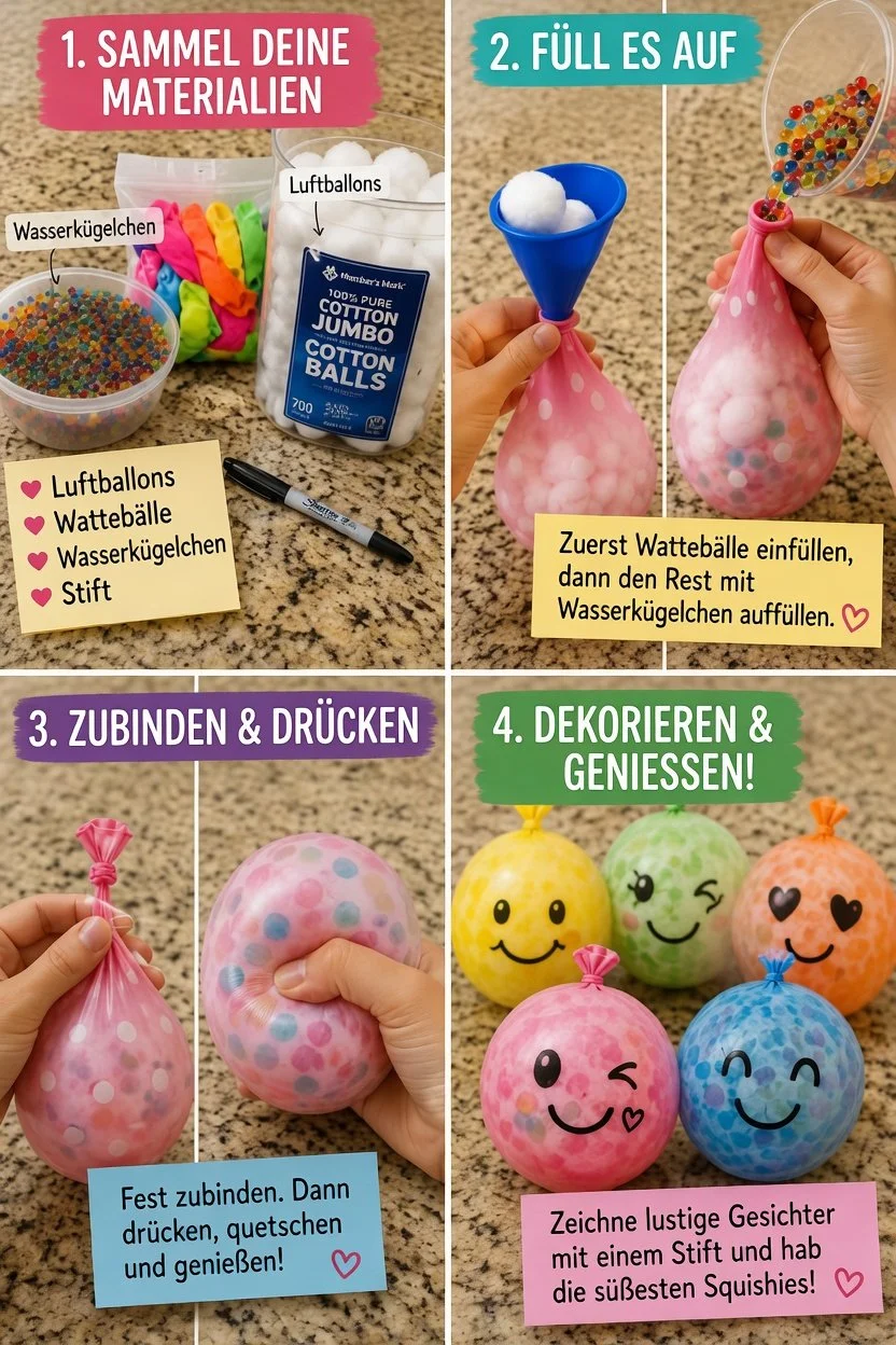 Wasserspielzeug aus Baumwollkugeln und bunten Wasserperlen im Pool