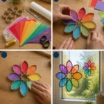 Kartenrohr-Mosaik-Blumen-Sonnenfänger in bunten Farben