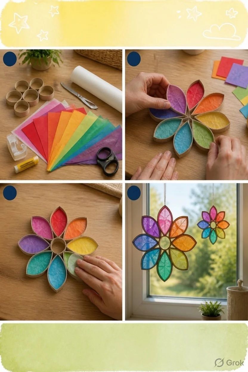Kartenrohr-Mosaik-Blumen-Sonnenfänger in bunten Farben