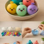 No-Bake Stressball-Käsekuchen auf einem Tisch angerichtet.