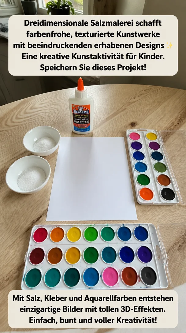 Dreidimensionale Salzmalerei schafft farbenfrohe, texturierte Kunstwerke mit beeindruckenden erhabenen Designs ✨ Eine kreative Kunstaktivität für Kinder. Speichern Sie dieses Projekt!