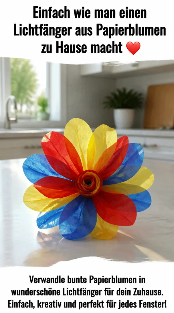 Einfach wie man einen Lichtfänger aus Papierblumen zu Hause macht ❤️