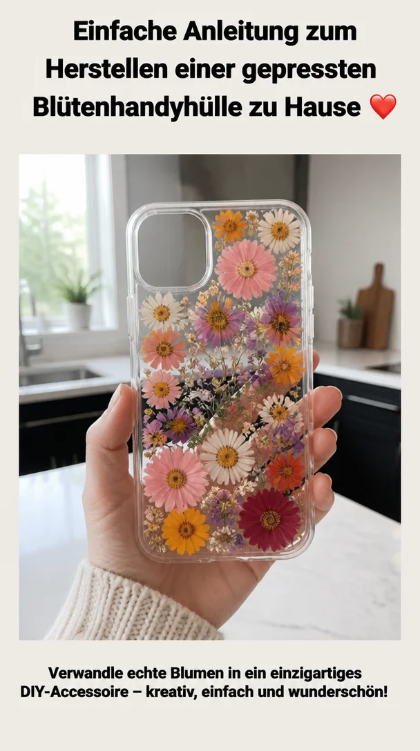 Einfache Anleitung zum Herstellen einer gepressten Blütenhandyhülle zu Hause ❤️