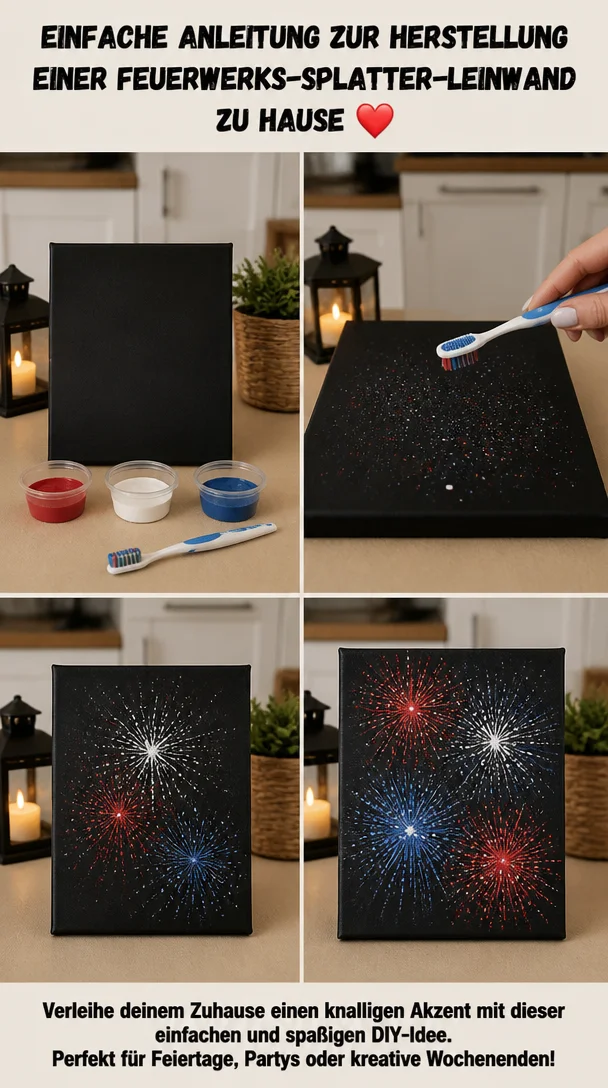 DIY Feuerwerks-Splatter-Leinwand zur kreativen Gestaltung von Zuhause