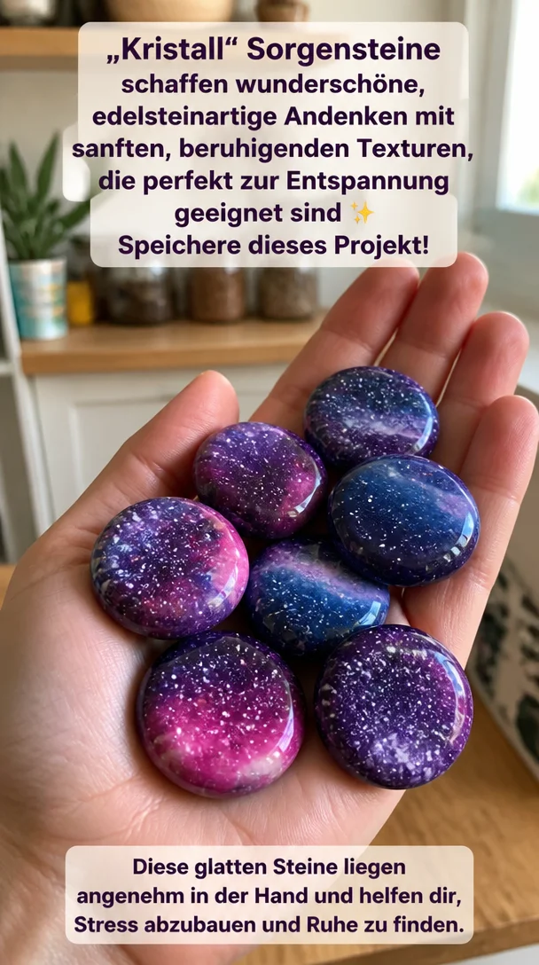 „Kristall“ Sorgensteine schaffen wunderschöne, edelsteinartige Andenken mit sanften, beruhigenden Texturen, die perfekt zur Entspannung geeignet sind ✨ Speichere dieses Projekt!