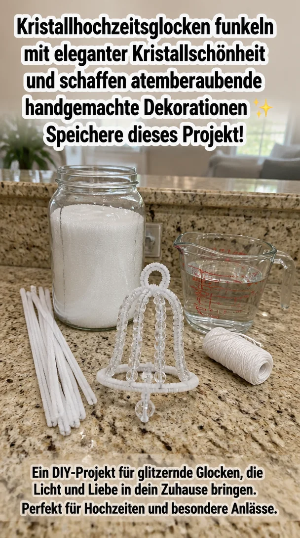 Kristallhochzeitsglocken funkeln mit eleganter Kristallschönheit und schaffen atemberaubende handgemachte Dekorationen ✨ Speichere dieses Projekt!