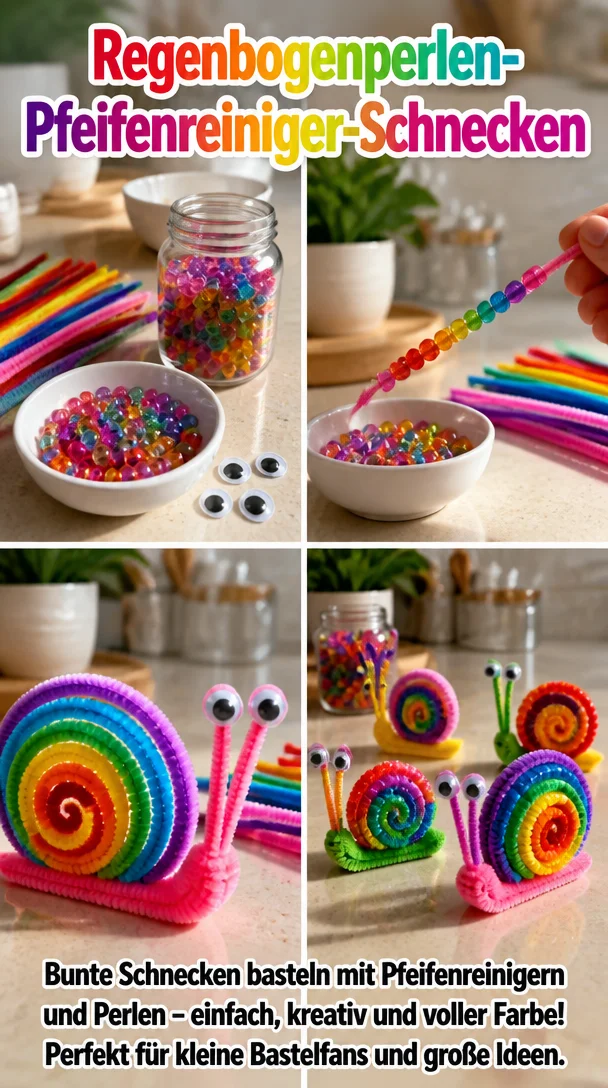 Regenbogenperlen-Pfeifenreiniger-Schnecken