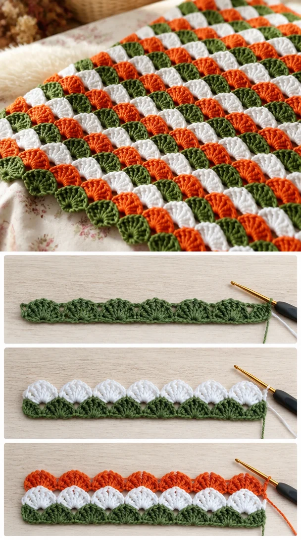 Auf der Suche nach einem weichen Babydekenstich? Probiere dieses 3D-Blattmuster aus! 🍃✨
