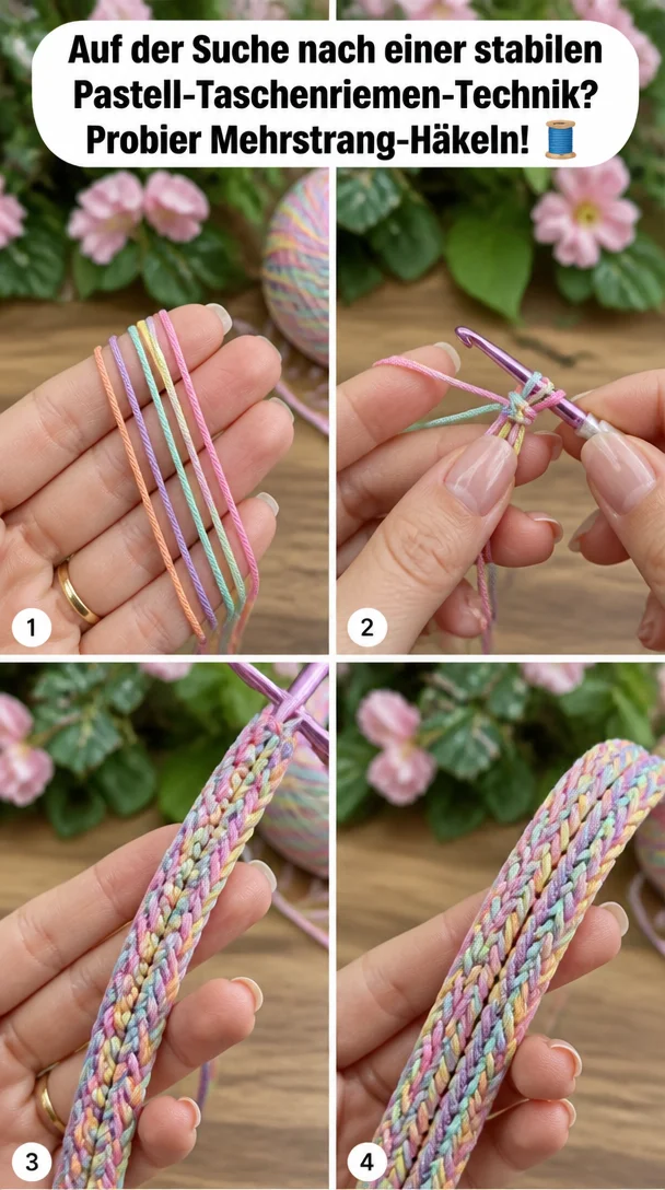 Auf der Suche nach einer stabilen Pastell-Taschenriemen-Technik? Probier Mehrstrang-Häkeln! 🧵