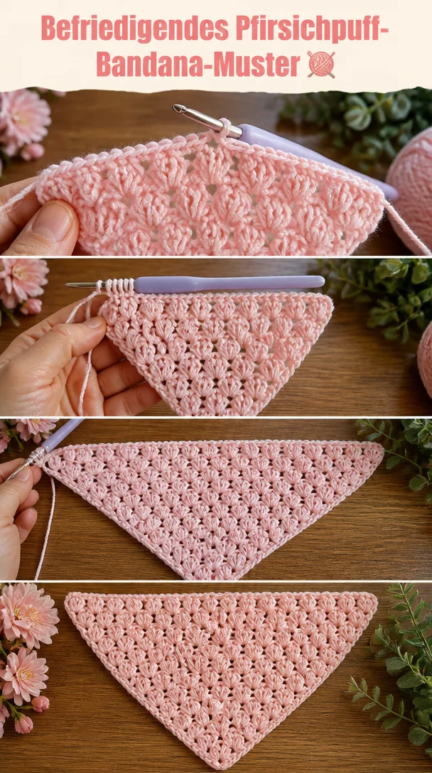 Befriedigendes Pfirsichpuff-Bandana-Muster 🧶