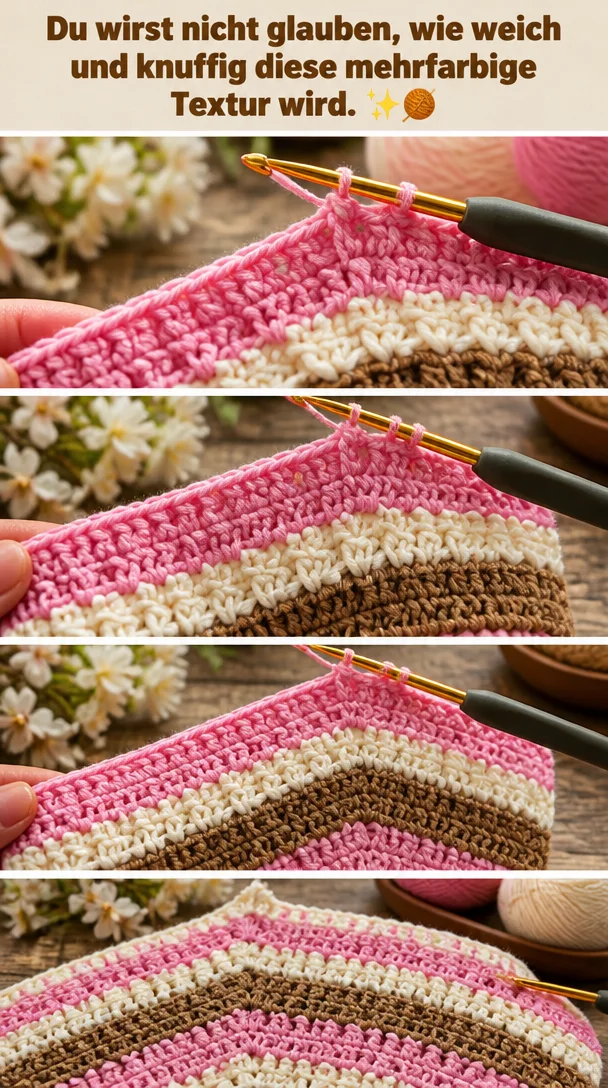 Du wirst nicht glauben, wie weich und knuffig diese mehrfarbige Textur wird. ✨🧶