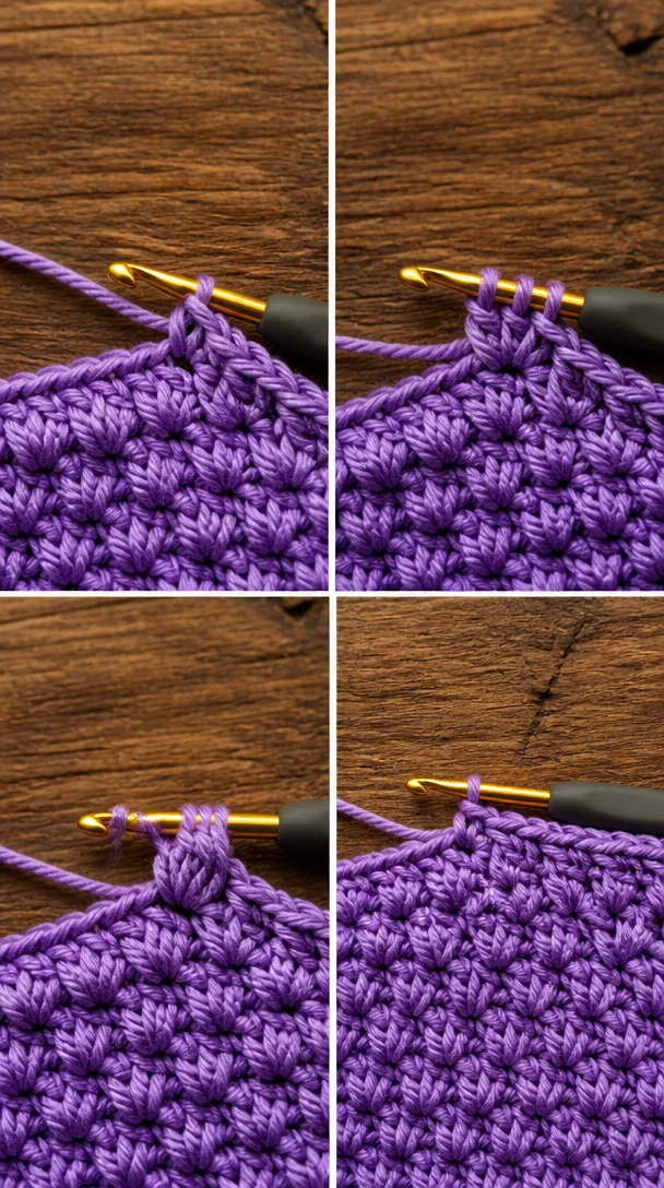 💜 SCHAU DIR DIE LECKERE DICHTE TEXTUR AN! Dieser ineinandergreifende Cluster-Stich erzeugt den wärmsten, gemütlichsten Stoff, DEN ES EVER GAB! 😍 Möchtest du die kostenlose Anleitung und das Tutorial?