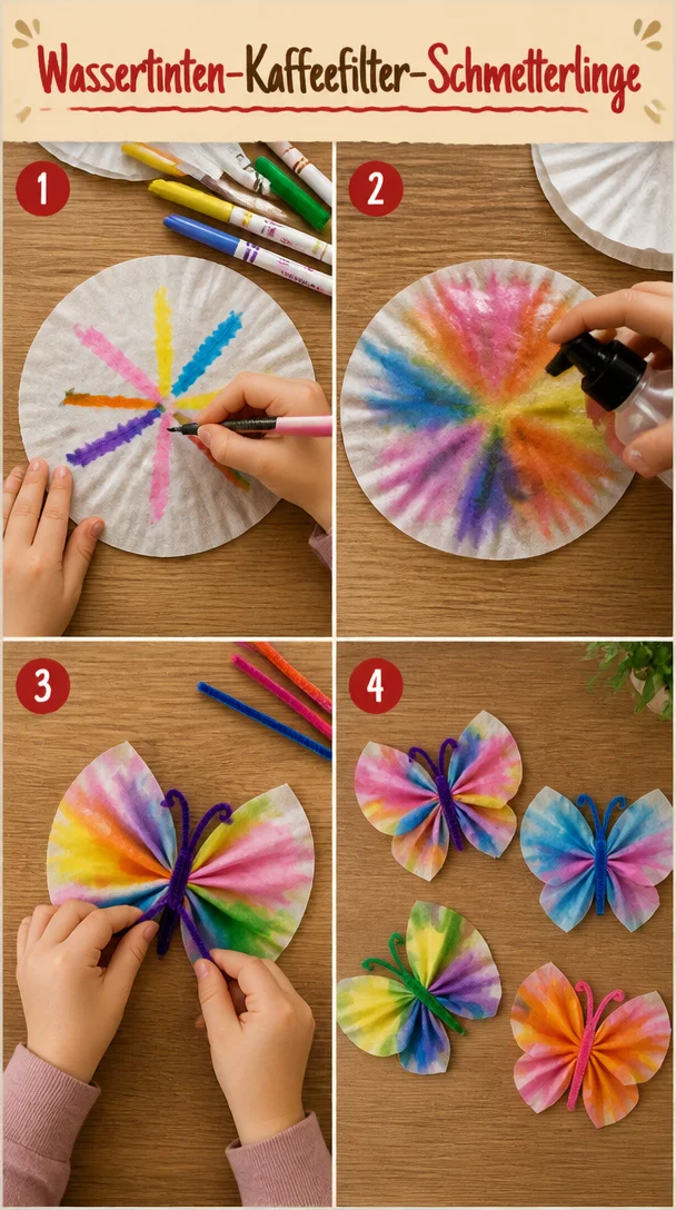 Wassertinten-Kaffeefilter-Schmetterlinge
