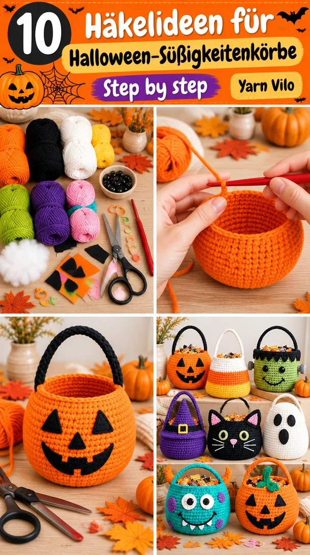 10 Häkelideen für Halloween-Süßigkeitenkörbe – Yarn Vilo