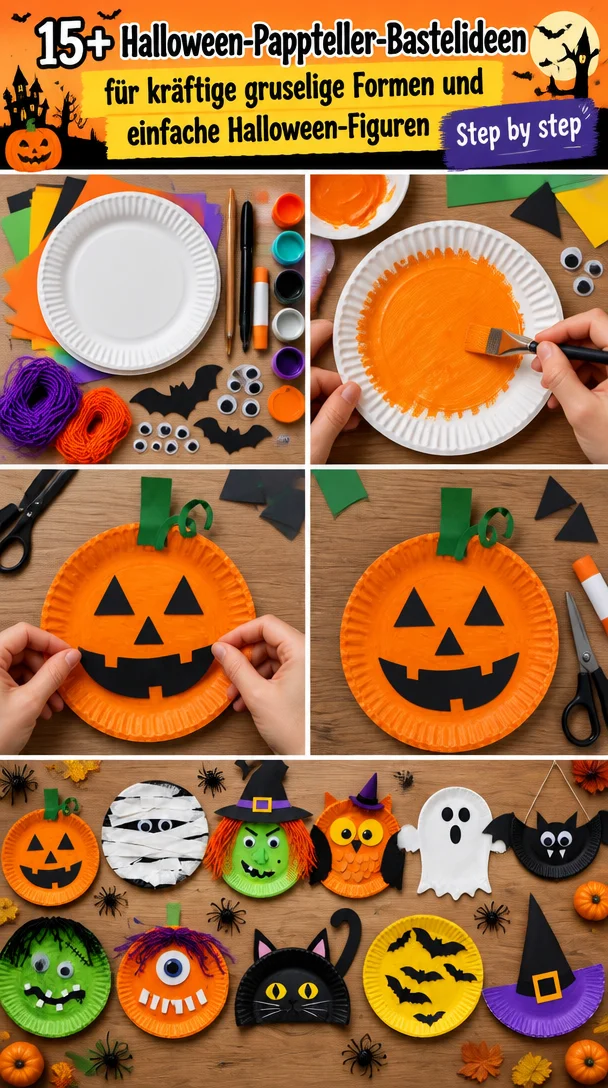 15+ Halloween-Pappteller-Bastelideen für kräftige gruselige Formen und einfache Halloween-Figuren