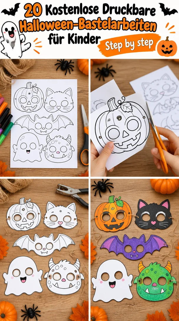20 Kostenlose Druckbare Halloween-Bastelarbeiten für Kinder