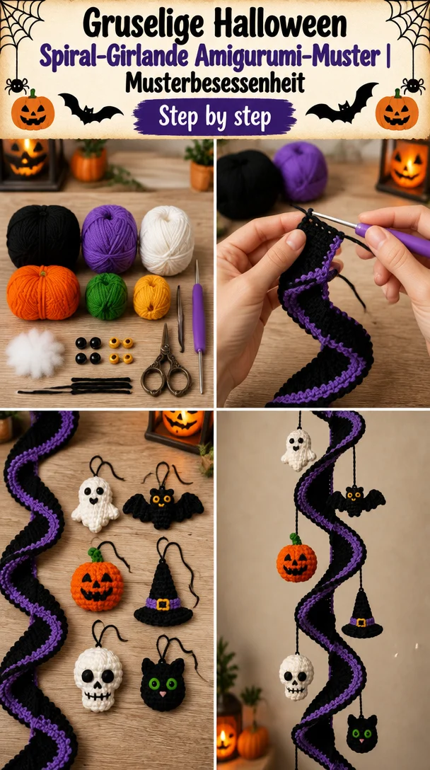Gruselige Halloween Spiral-Girlande Amigurumi-Muster | Musterbesessenheit