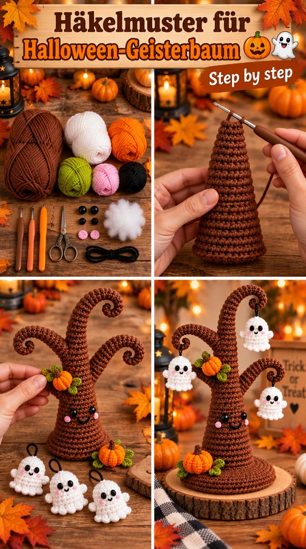 Häkelmuster für Halloween-Geisterbaum 🎃👻
