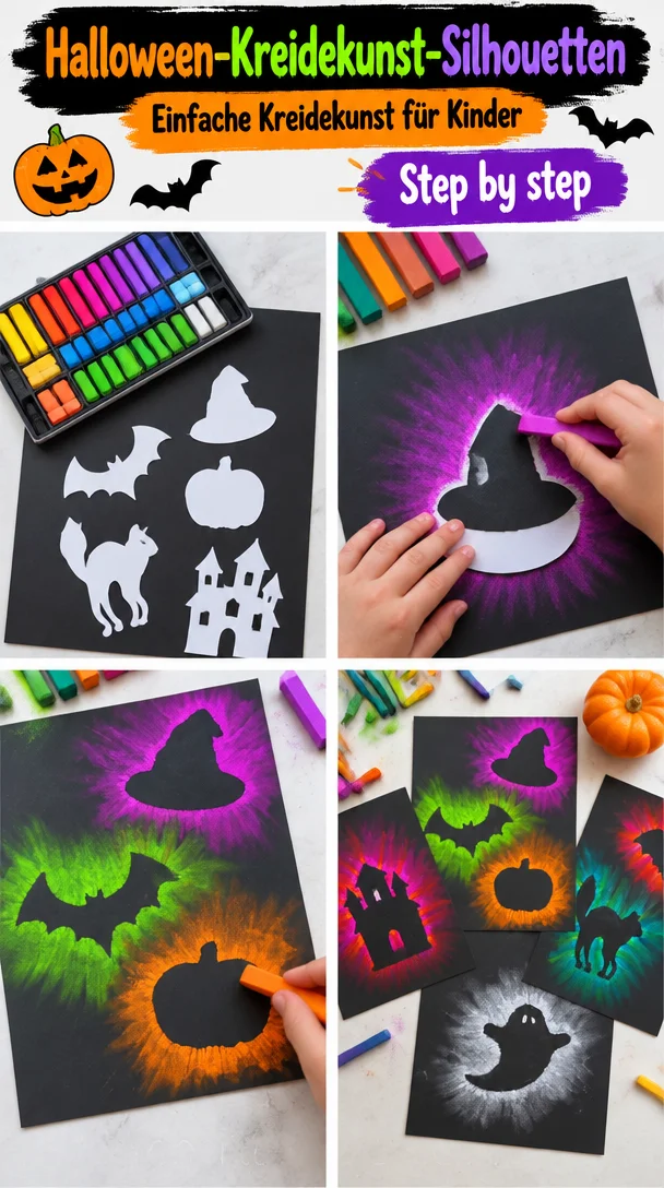 Halloween-Kreidekunst-Silhouetten – Einfache Kreidekunst für Kinder